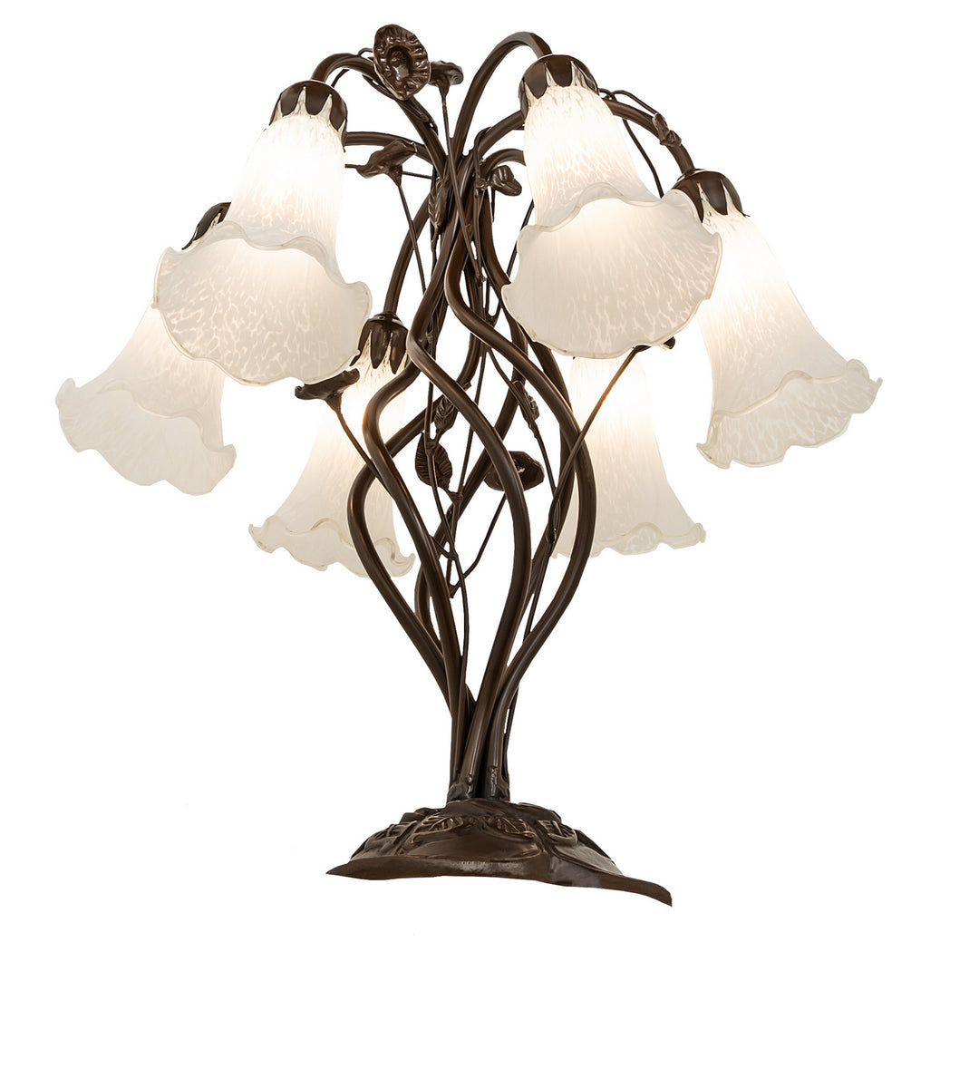 Meyda Tiffany Lighting 255807 White Six Light Table Lamp Lamp Bronze / Dark