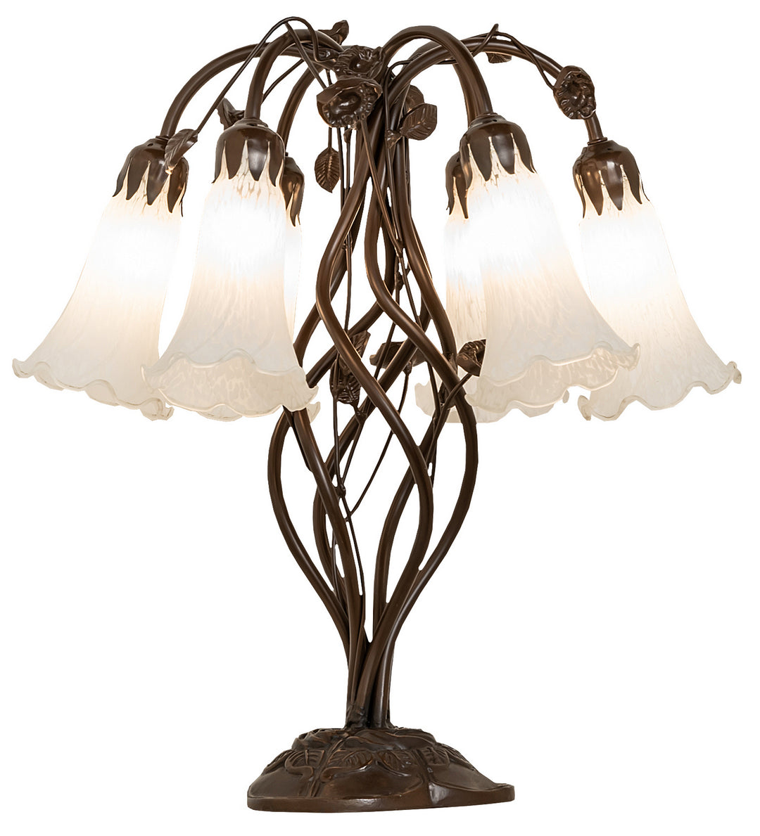 Meyda Tiffany Lighting 255807 White Six Light Table Lamp Lamp Bronze / Dark