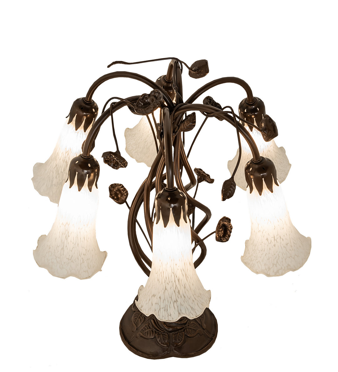Meyda Tiffany Lighting 255807 White Six Light Table Lamp Lamp Bronze / Dark