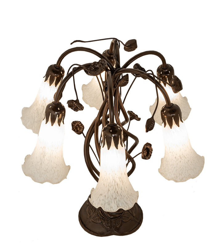 Meyda Tiffany Lighting 255807 White Six Light Table Lamp Lamp Bronze / Dark