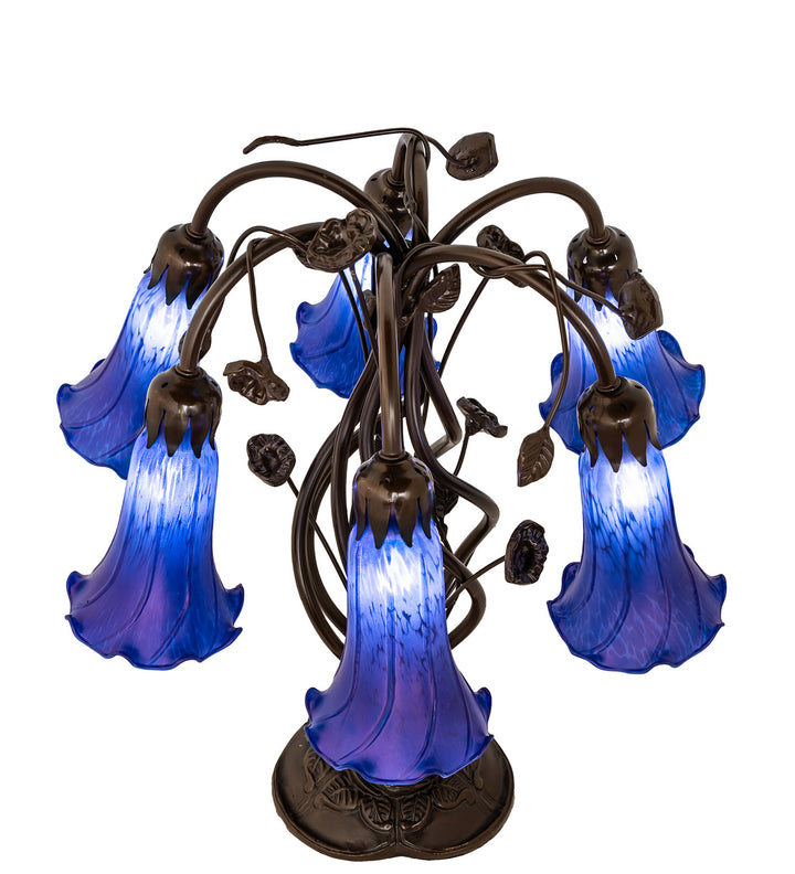 Meyda Tiffany Lighting 255808 Blue Six Light Table Lamp Lamp Bronze / Dark