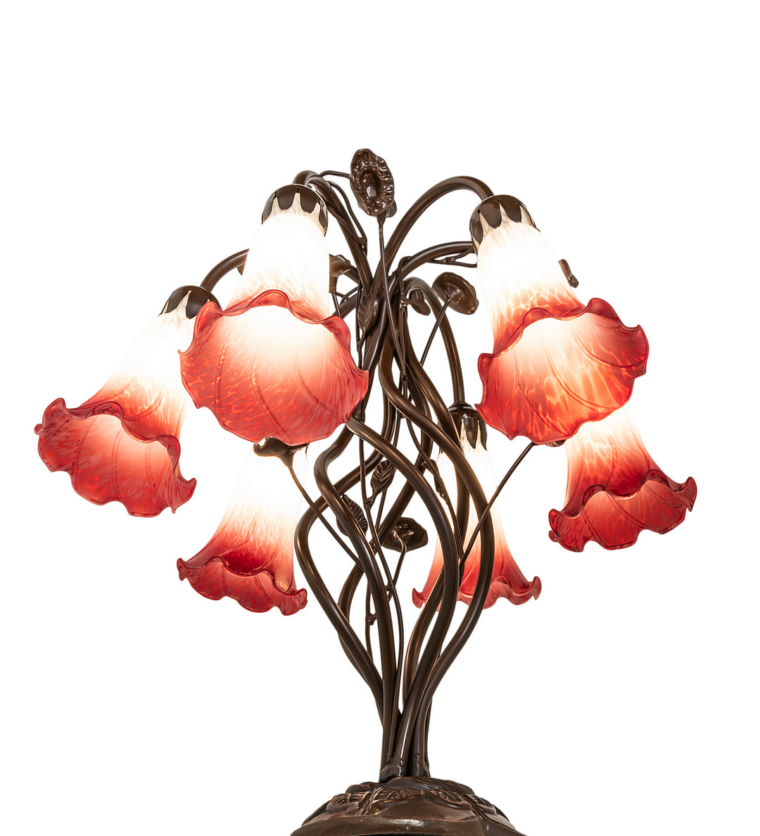 Meyda Tiffany Lighting 255809 Red/White Six Light Table Lamp Lamp Bronze / Dark