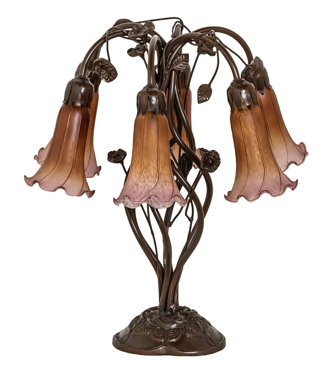 Meyda Tiffany Lighting 255810 Amber/Purple Six Light Table Lamp Lamp Bronze / Dark