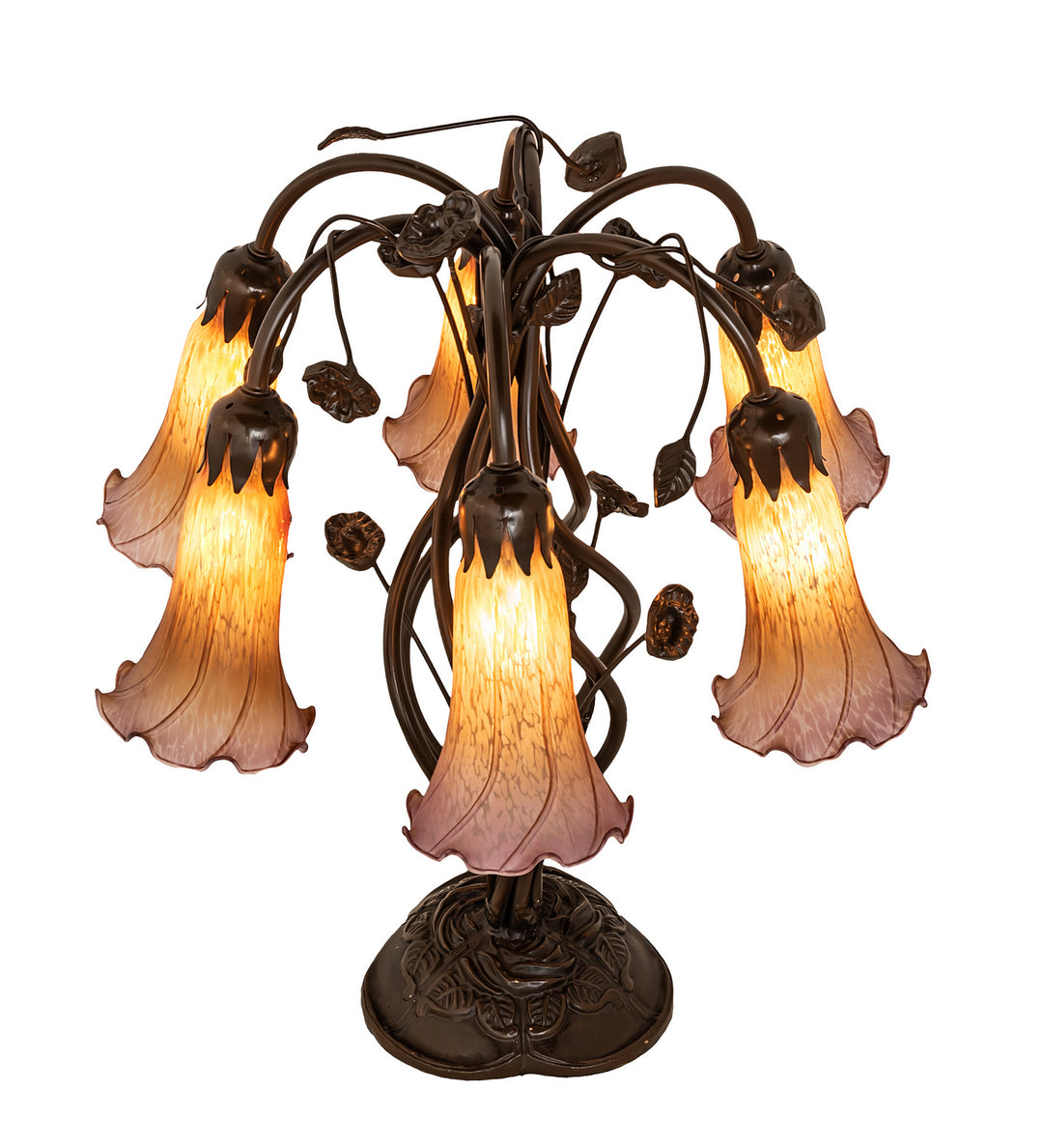 Meyda Tiffany Lighting 255810 Amber/Purple Six Light Table Lamp Lamp Bronze / Dark
