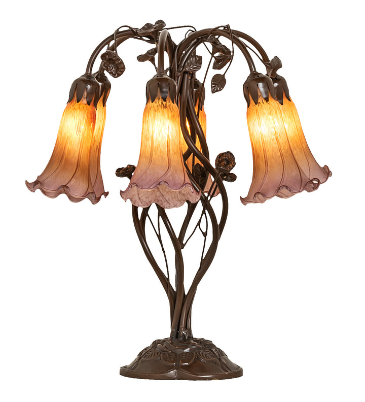 Meyda Tiffany Lighting 255810 Amber/Purple Six Light Table Lamp Lamp Bronze / Dark