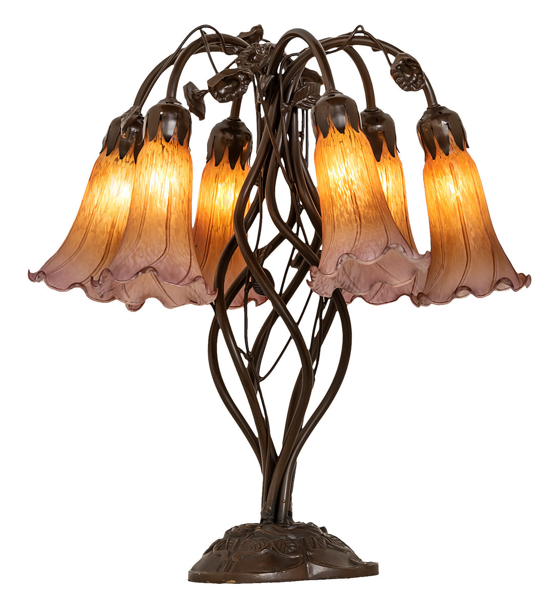 Meyda Tiffany Lighting 255810 Amber/Purple Six Light Table Lamp Lamp Bronze / Dark