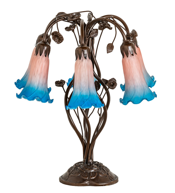 Meyda Tiffany Lighting 255811 Pink/Blue Six Light Table Lamp Lamp Bronze / Dark