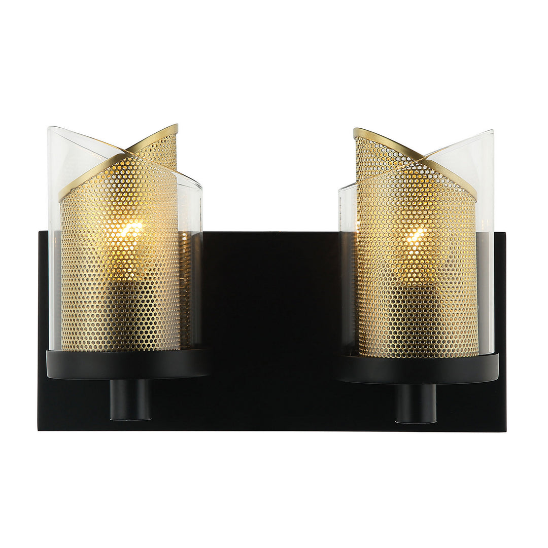 Varaluz So Inclined 246B02BLGO Bath Vanity Light 11 in. wide - Black/Gold