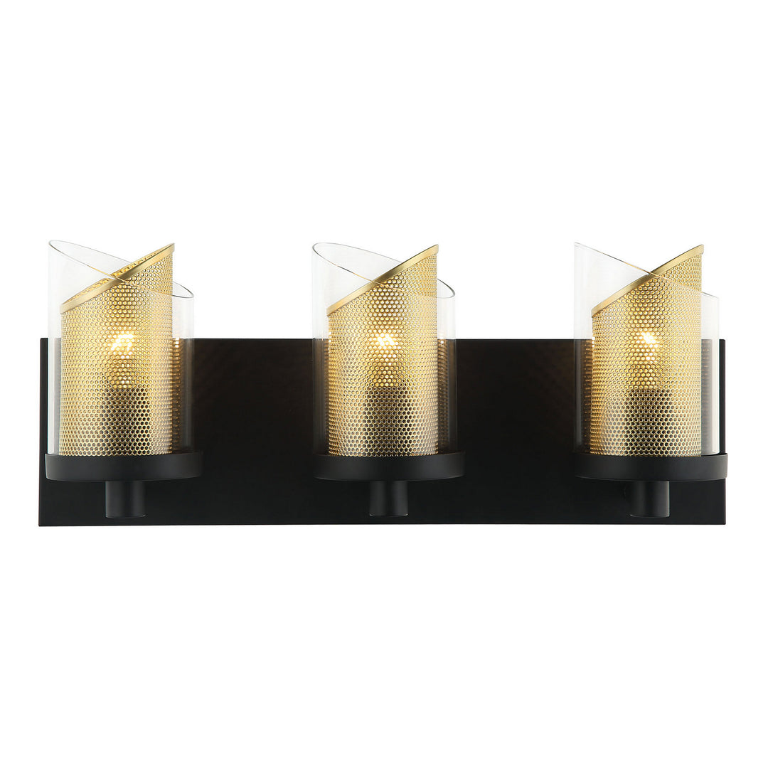 Varaluz So Inclined 246B03BLGO Bath Vanity Light 18 in. wide - Black/Gold