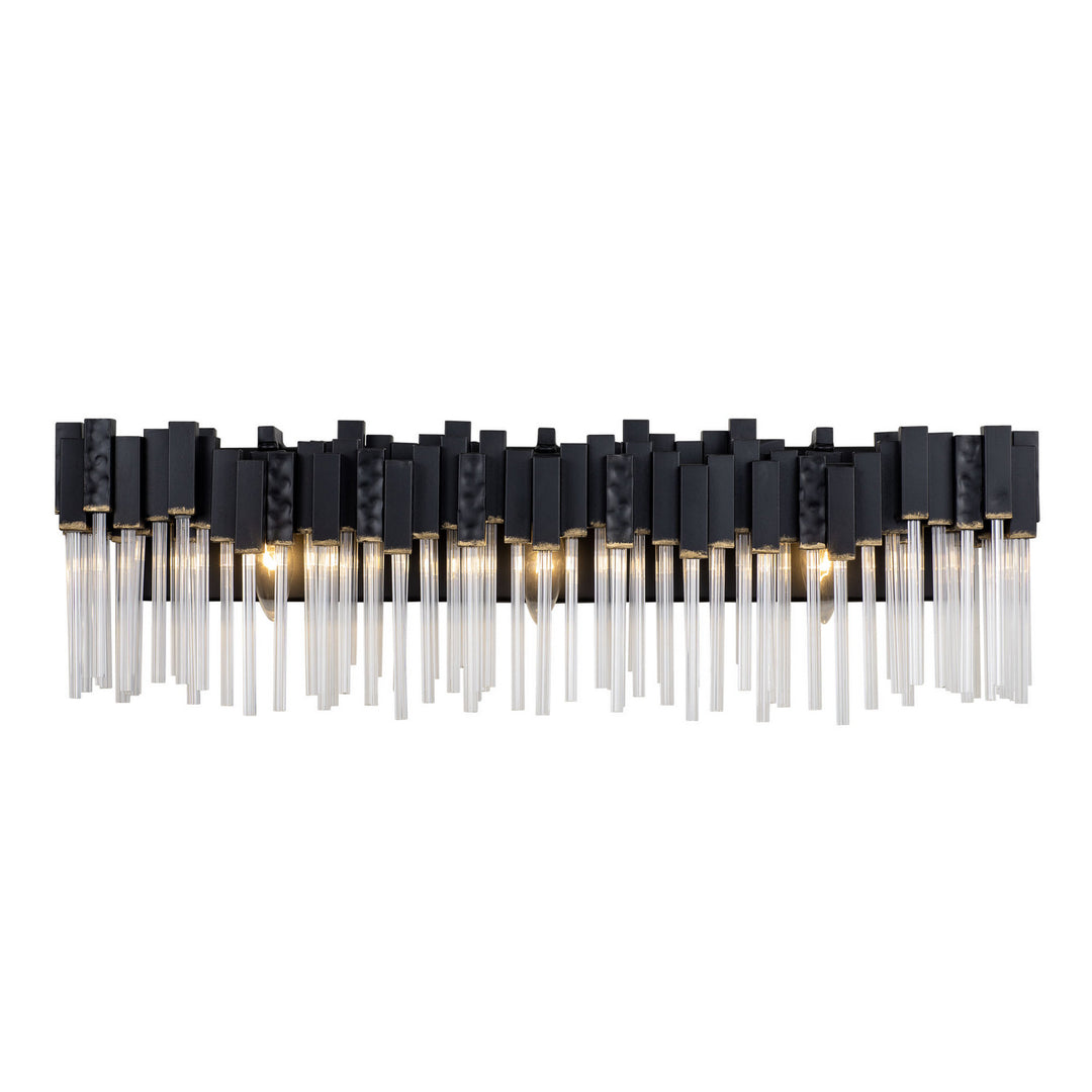 Varaluz Matrix 309B03MBFG Bath Vanity Light 28 in. wide - Matte Black/French Gold