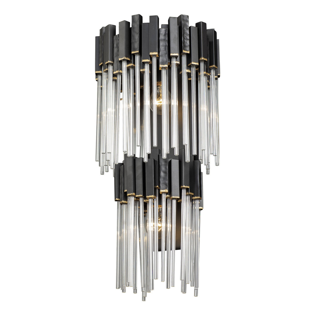 Varaluz Matrix 309W02LMBFG Wall Sconce Light - Matte Black/French Gold