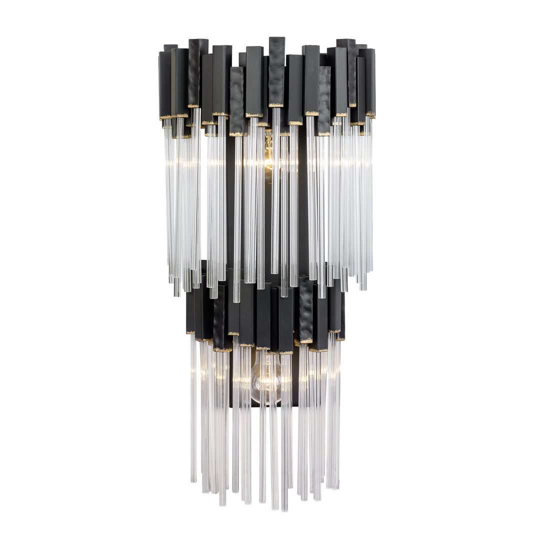 Varaluz Matrix 309W02LMBFG Wall Sconce Light - Matte Black/French Gold