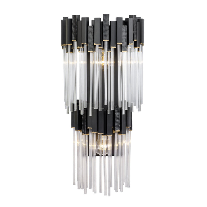Varaluz Matrix 309W02LMBFG Wall Sconce Light - Matte Black/French Gold