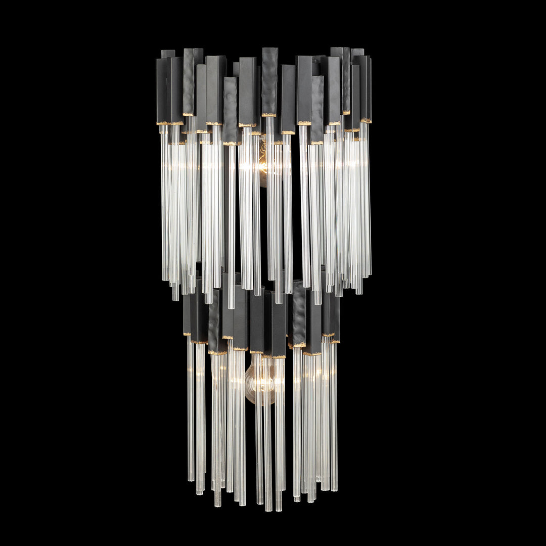 Varaluz Matrix 309W02LMBFG Wall Sconce Light - Matte Black/French Gold