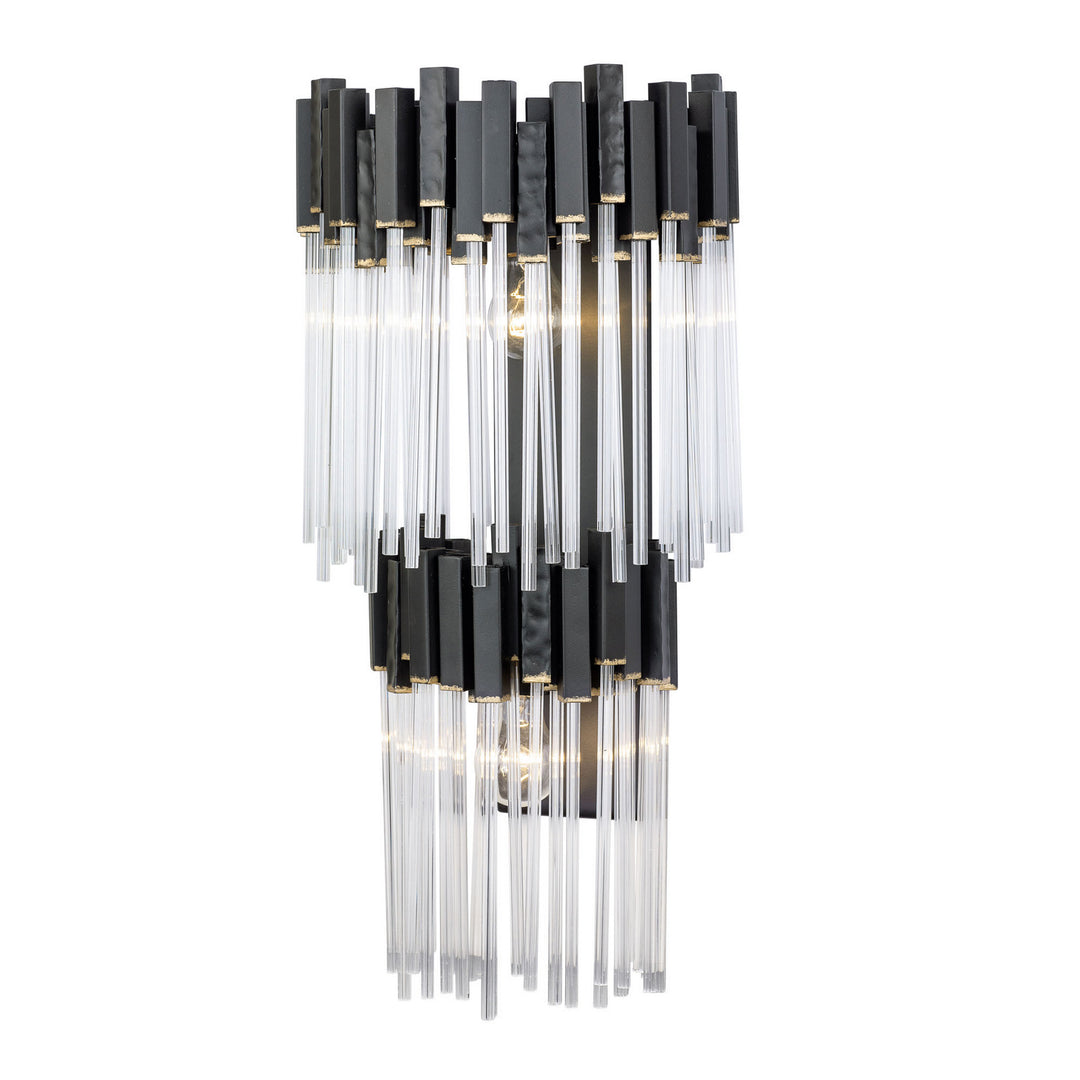 Varaluz Matrix 309W02LMBFG Wall Sconce Light - Matte Black/French Gold