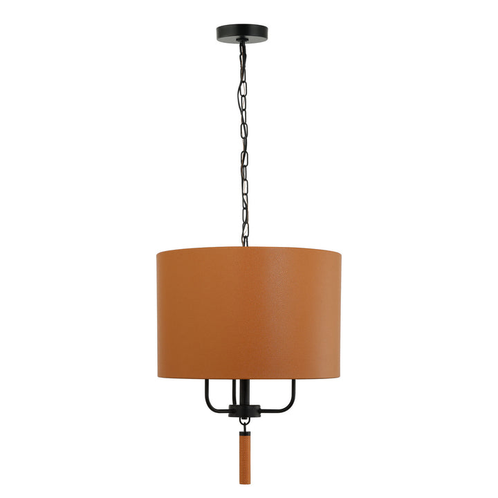 Varaluz Secret Agent 368P03BLC Pendant Light - Black/Camel Leather