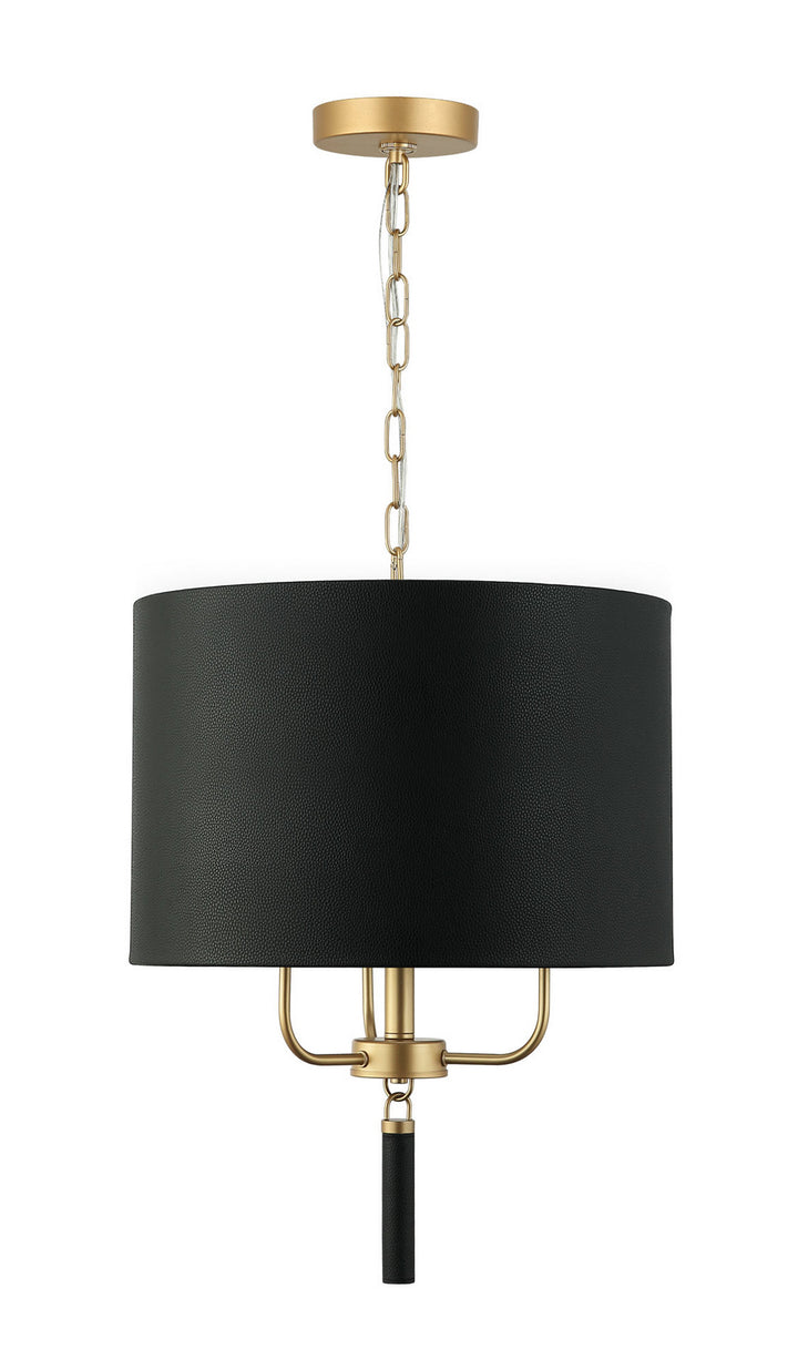 Varaluz Secret Agent 368P03GOB Pendant Light - Painted Gold/Black Leather