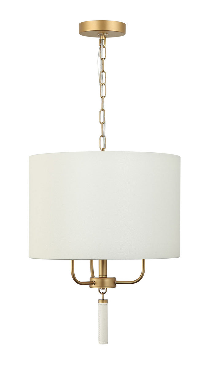 Varaluz Secret Agent 368P03GOW Pendant Light - Painted Gold/White Leather