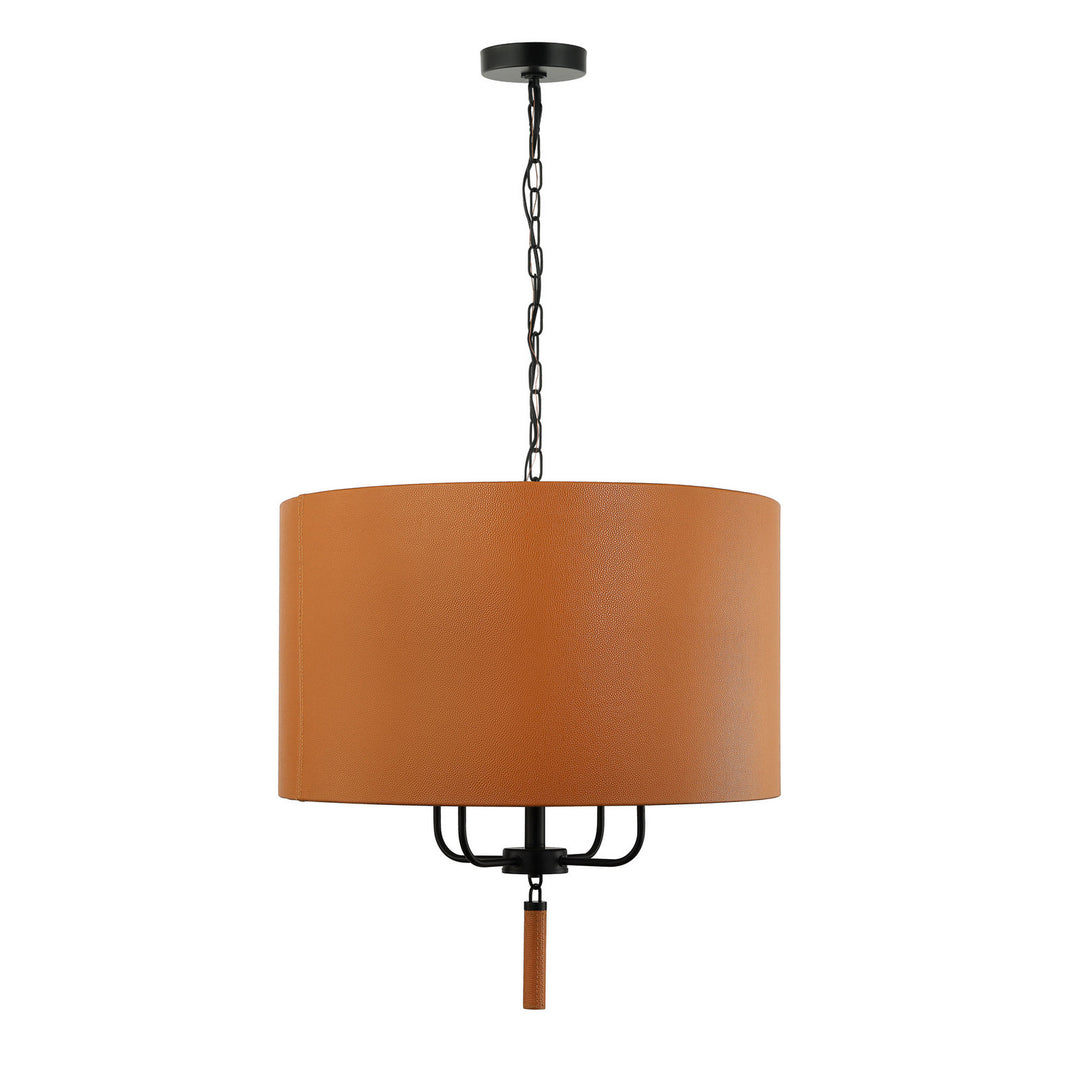 Varaluz Secret Agent 368P04BLC Pendant Light - Black/Camel Leather