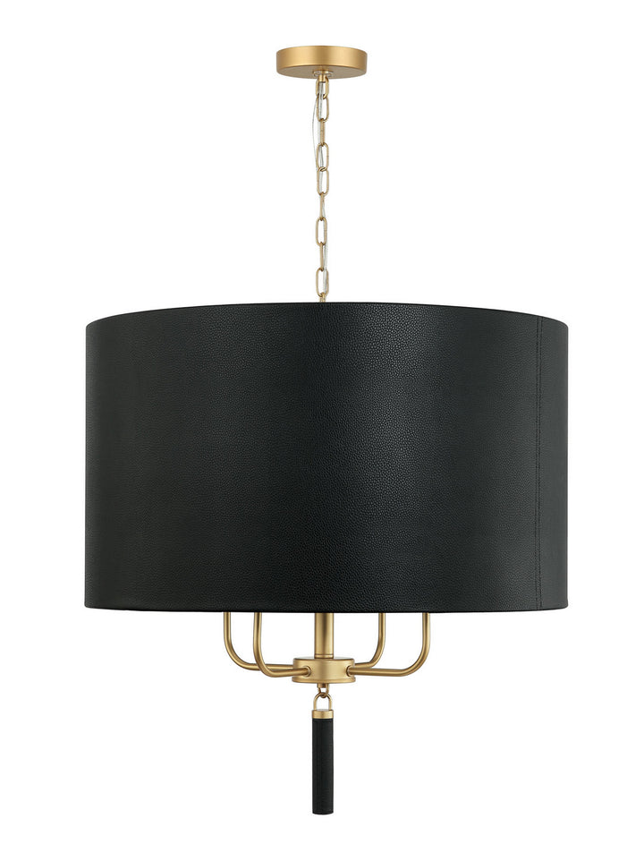 Varaluz Secret Agent 368P04GOB Pendant Light - Painted Gold/Black Leather