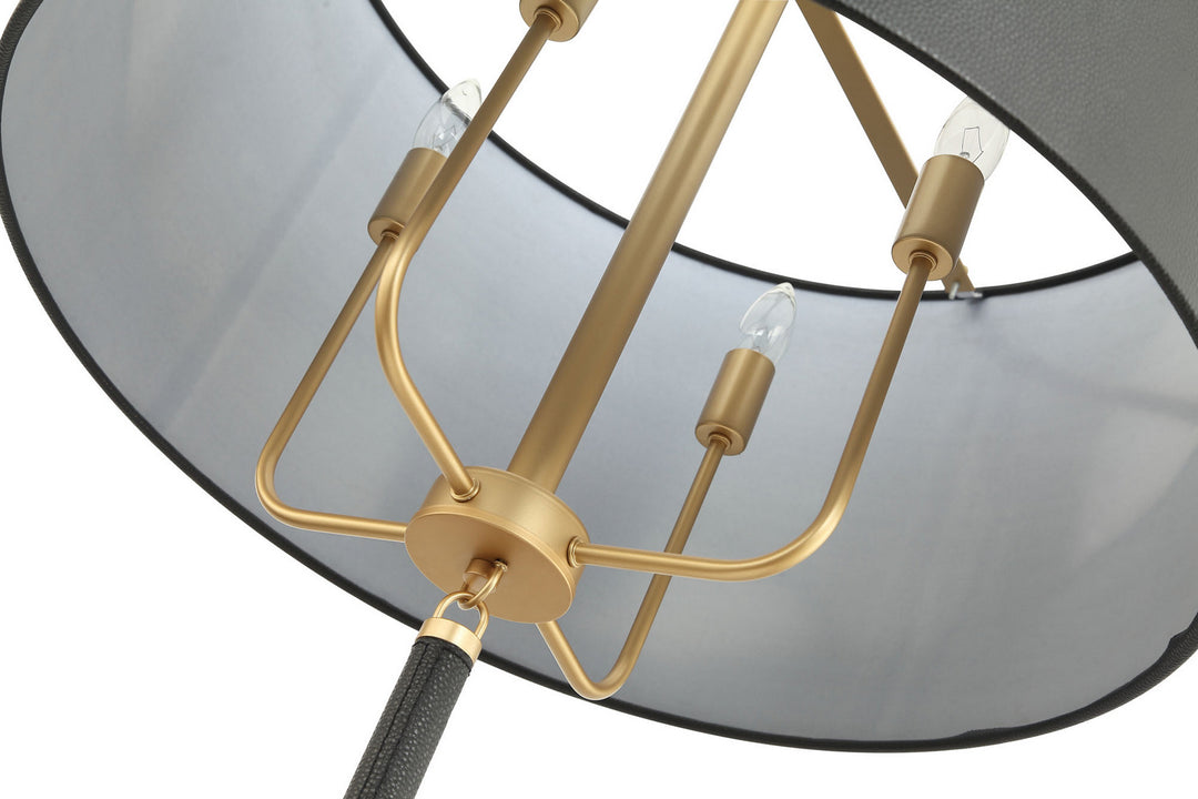 Varaluz Secret Agent 368P04GOB Pendant Light - Painted Gold/Black Leather