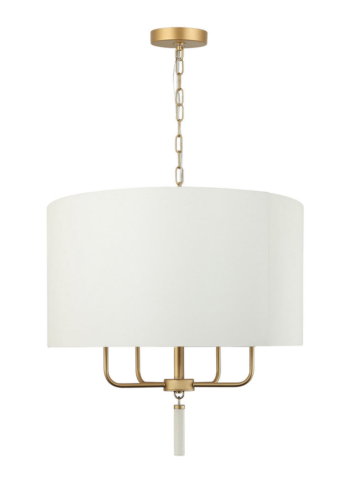 Varaluz Secret Agent 368P04GOW Pendant Light - Painted Gold/White Leather