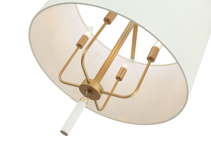 Varaluz Secret Agent 368P04GOW Pendant Light - Painted Gold/White Leather