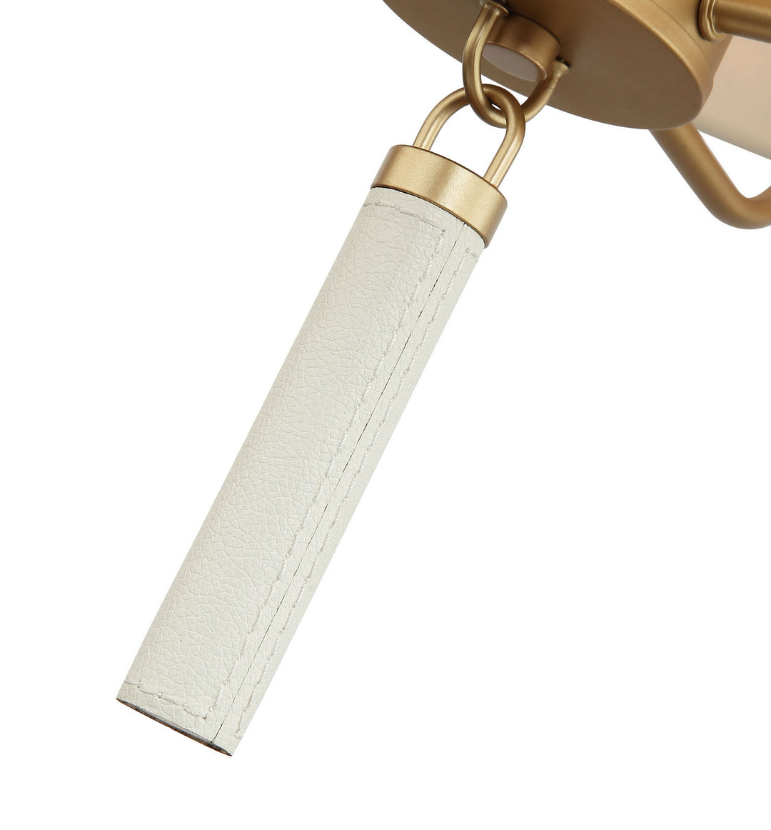 Varaluz Secret Agent 368P04GOW Pendant Light - Painted Gold/White Leather