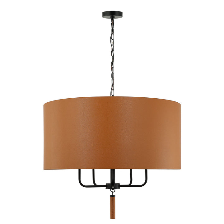 Varaluz Secret Agent 368P05BLC Chandelier Light - Black/Camel Leather