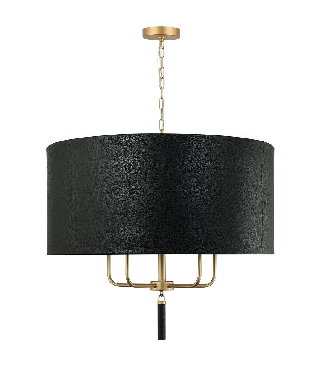 Varaluz Secret Agent 368P05GOB Chandelier Light - Painted Gold/Black Leather