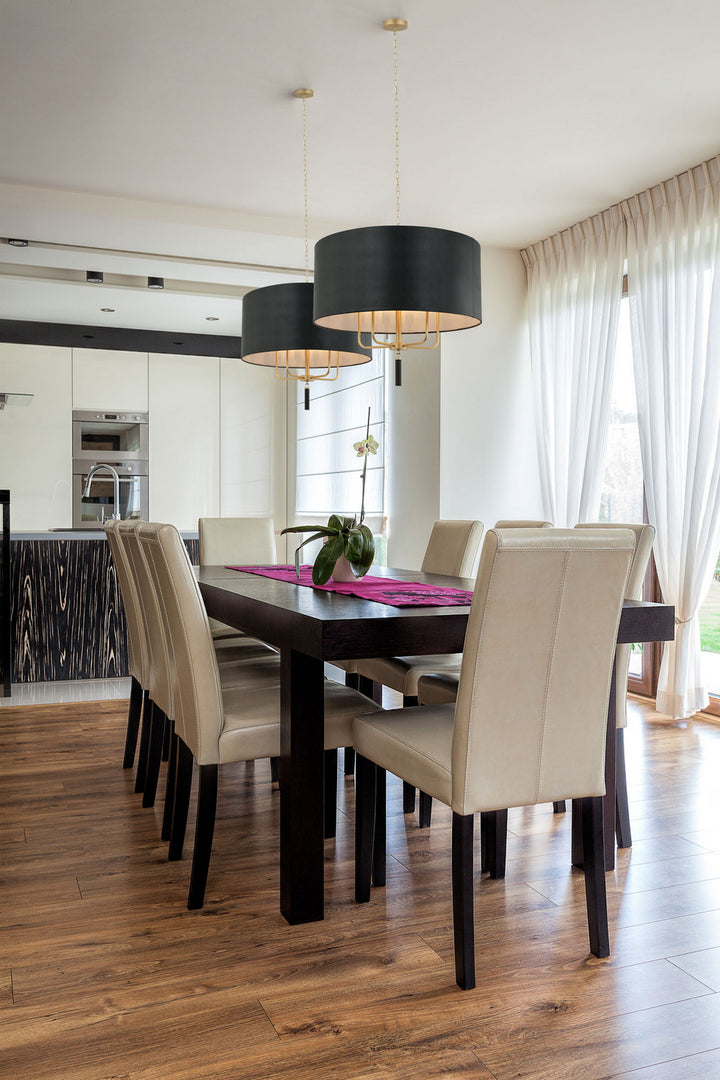 Varaluz Secret Agent 368P05GOB Chandelier Light - Painted Gold/Black Leather