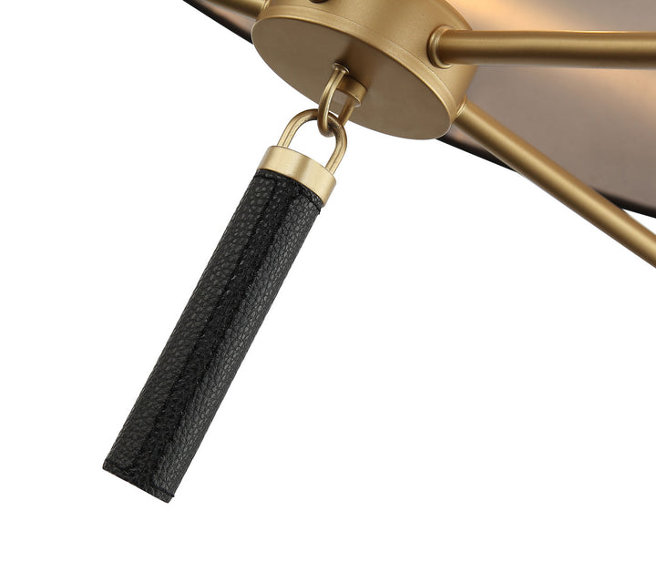 Varaluz Secret Agent 368P05GOB Chandelier Light - Painted Gold/Black Leather