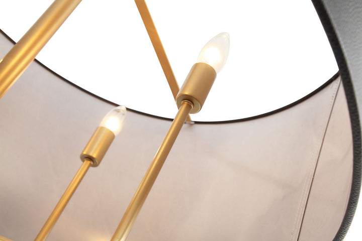Varaluz Secret Agent 368P05GOB Chandelier Light - Painted Gold/Black Leather