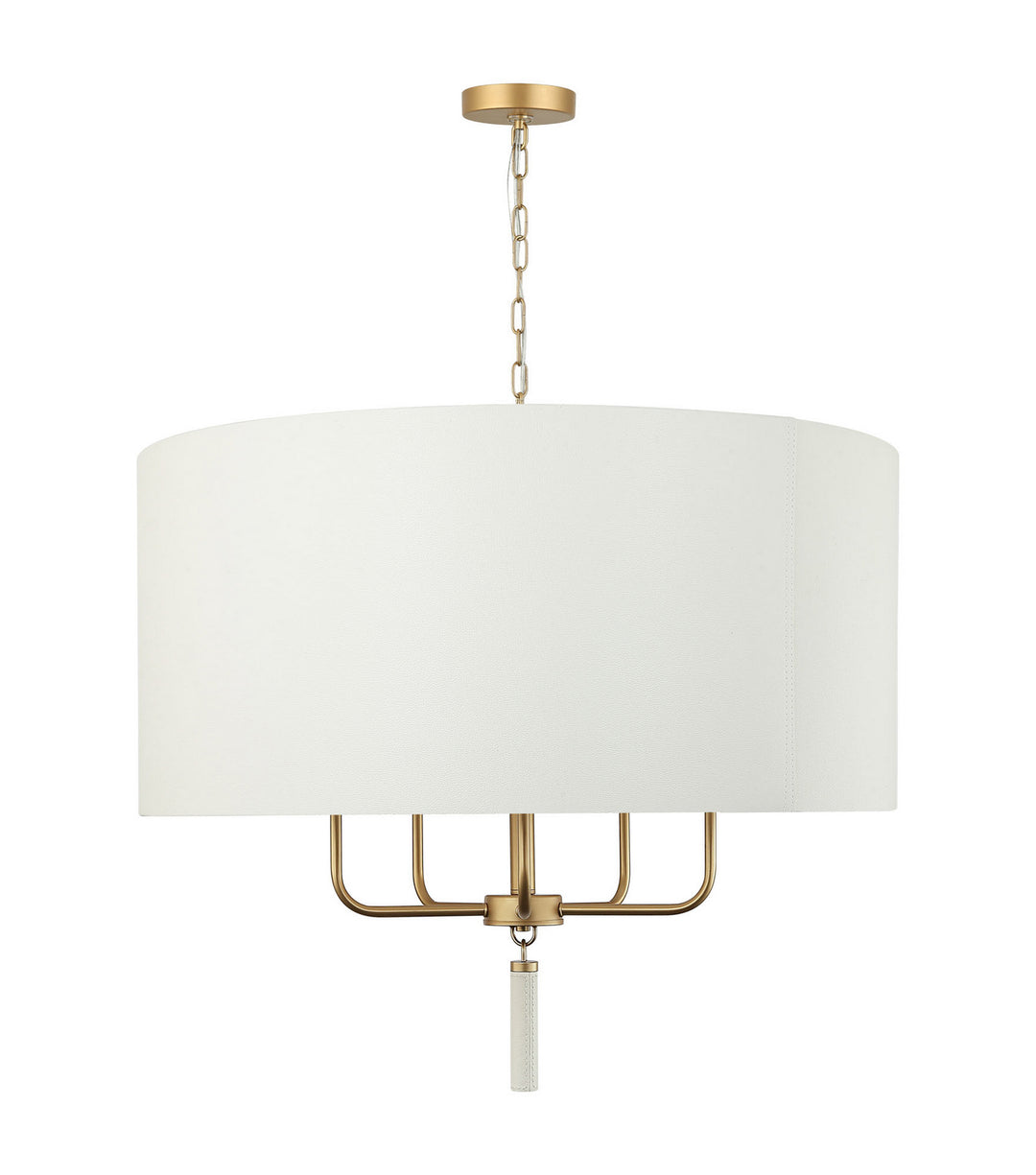 Varaluz Secret Agent 368P05GOW Chandelier Light - Painted Gold/White Leather