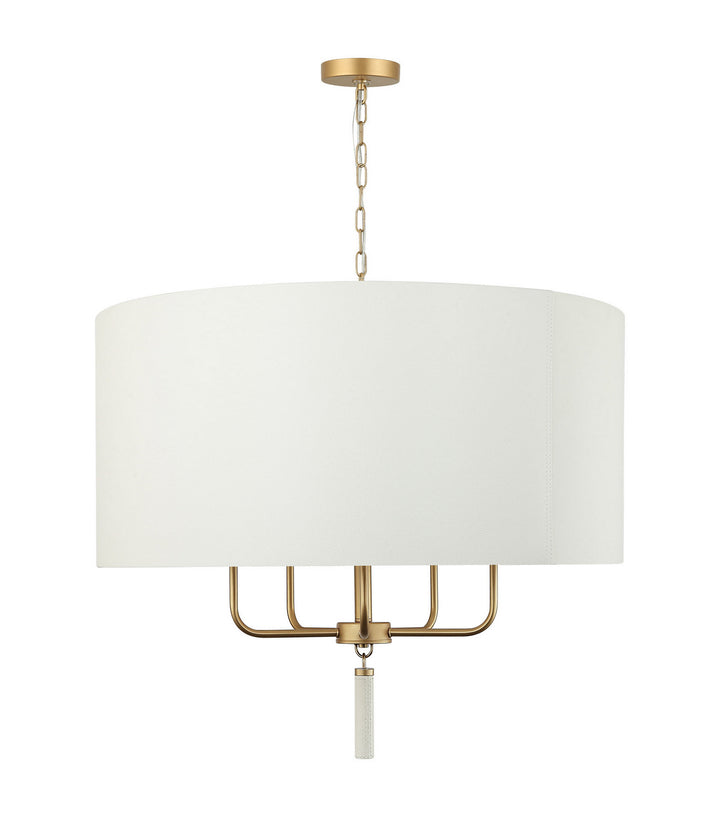 Varaluz Secret Agent 368P05GOW Chandelier Light - Painted Gold/White Leather