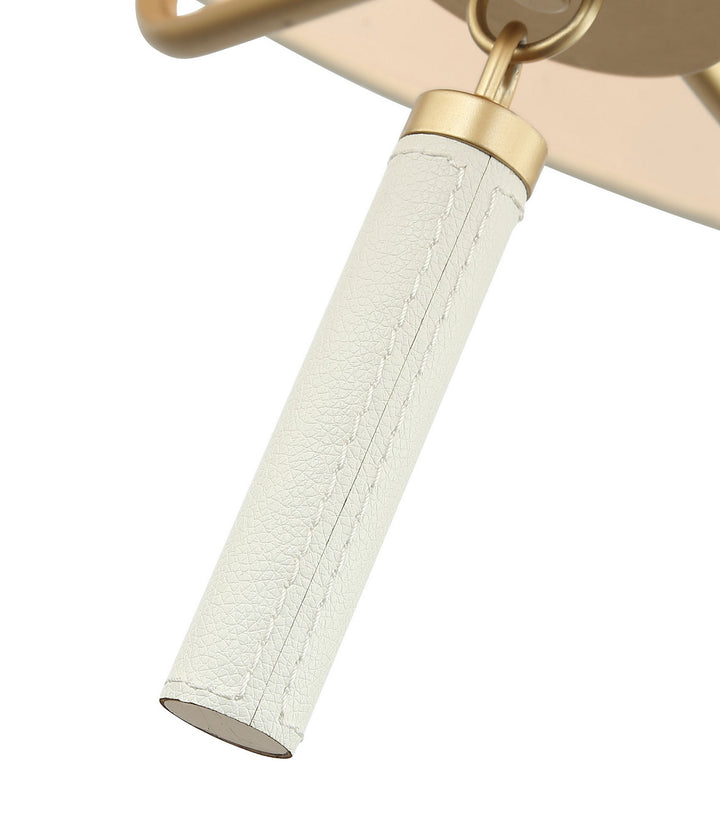 Varaluz Secret Agent 368P05GOW Chandelier Light - Painted Gold/White Leather