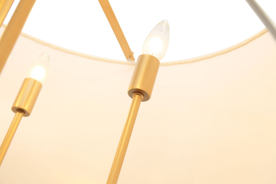 Varaluz Secret Agent 368P05GOW Chandelier Light - Painted Gold/White Leather