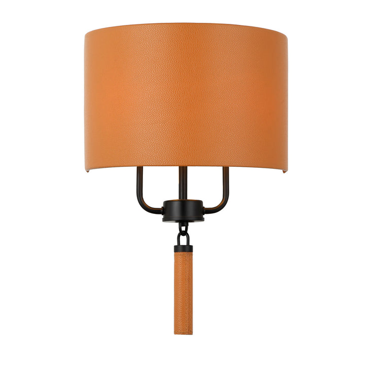 Varaluz Secret Agent 368W02BLC Wall Sconce Light - Black/Camel Leather