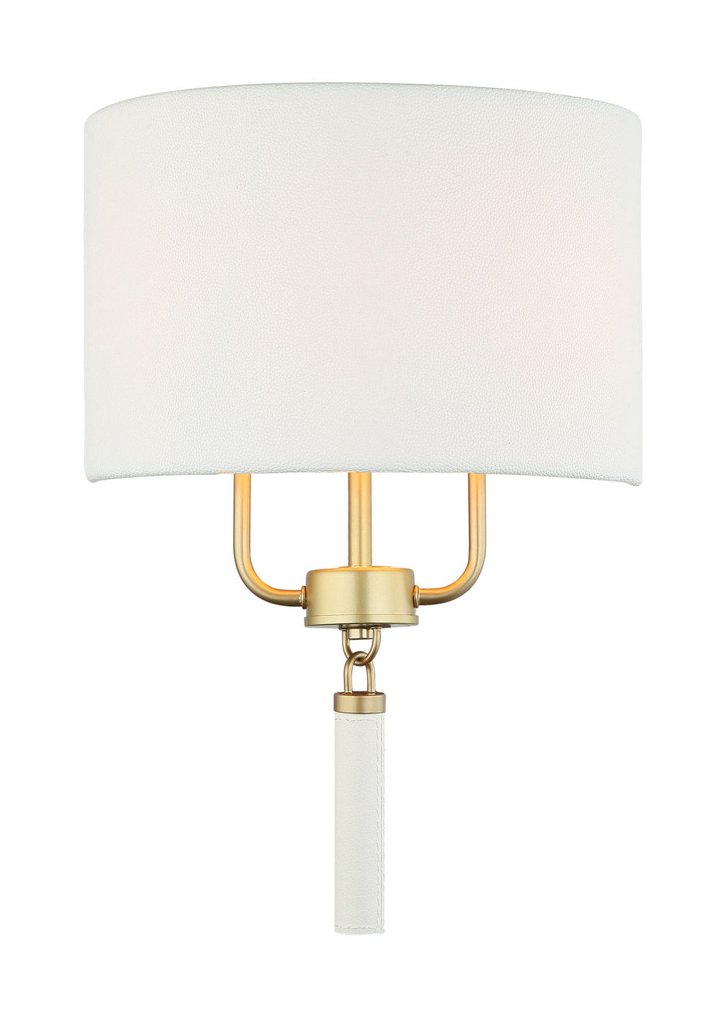 Varaluz Secret Agent 368W02GOW Wall Sconce Light - Painted Gold/White Leather