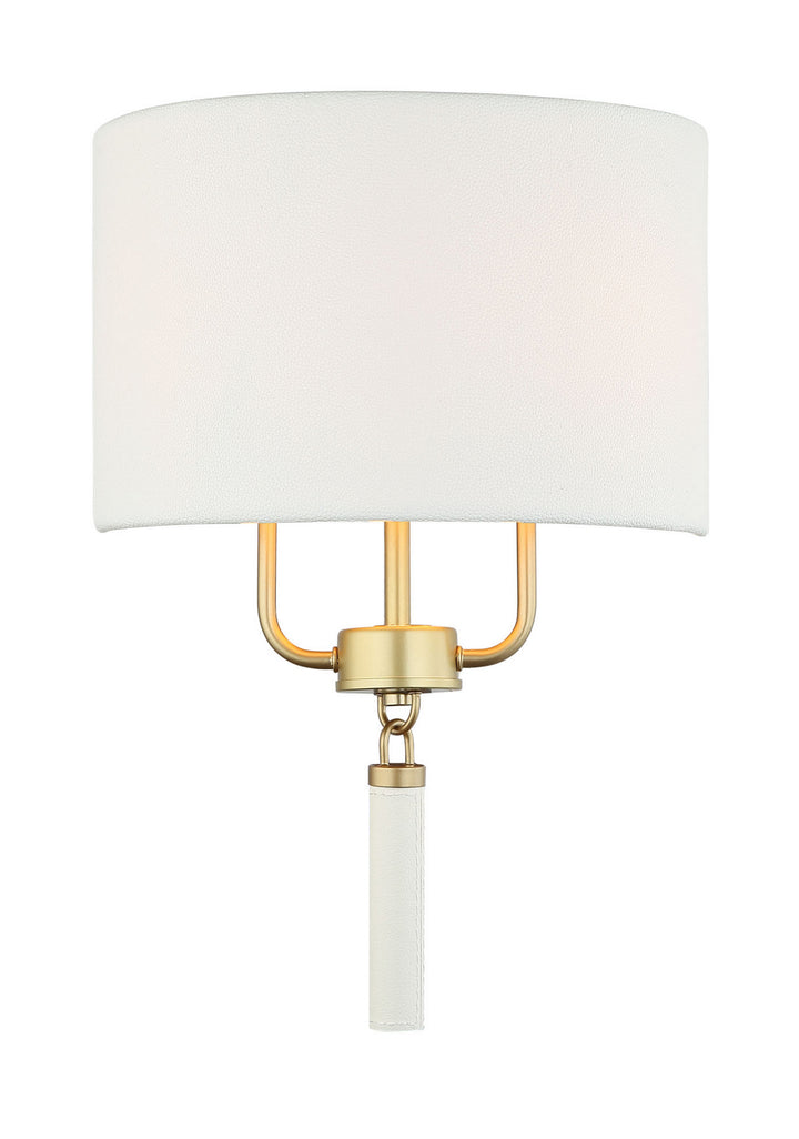 Varaluz Secret Agent 368W02GOW Wall Sconce Light - Painted Gold/White Leather