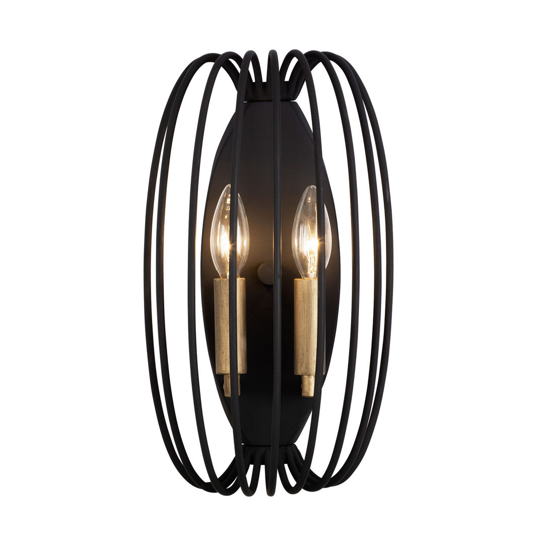 Varaluz Nico 375W02CBHG Wall Sconce Light - Carbon/Havana Gold