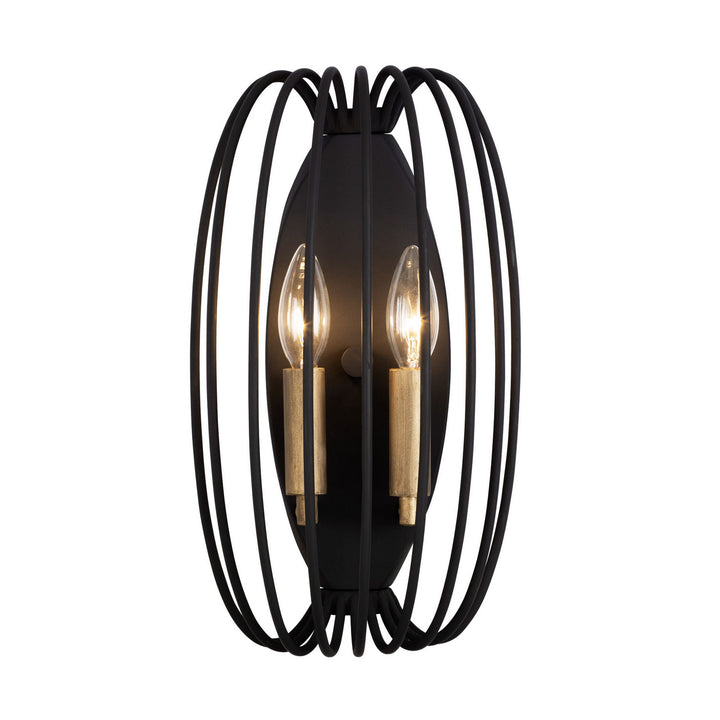 Varaluz Nico 375W02CBHG Wall Sconce Light - Carbon/Havana Gold