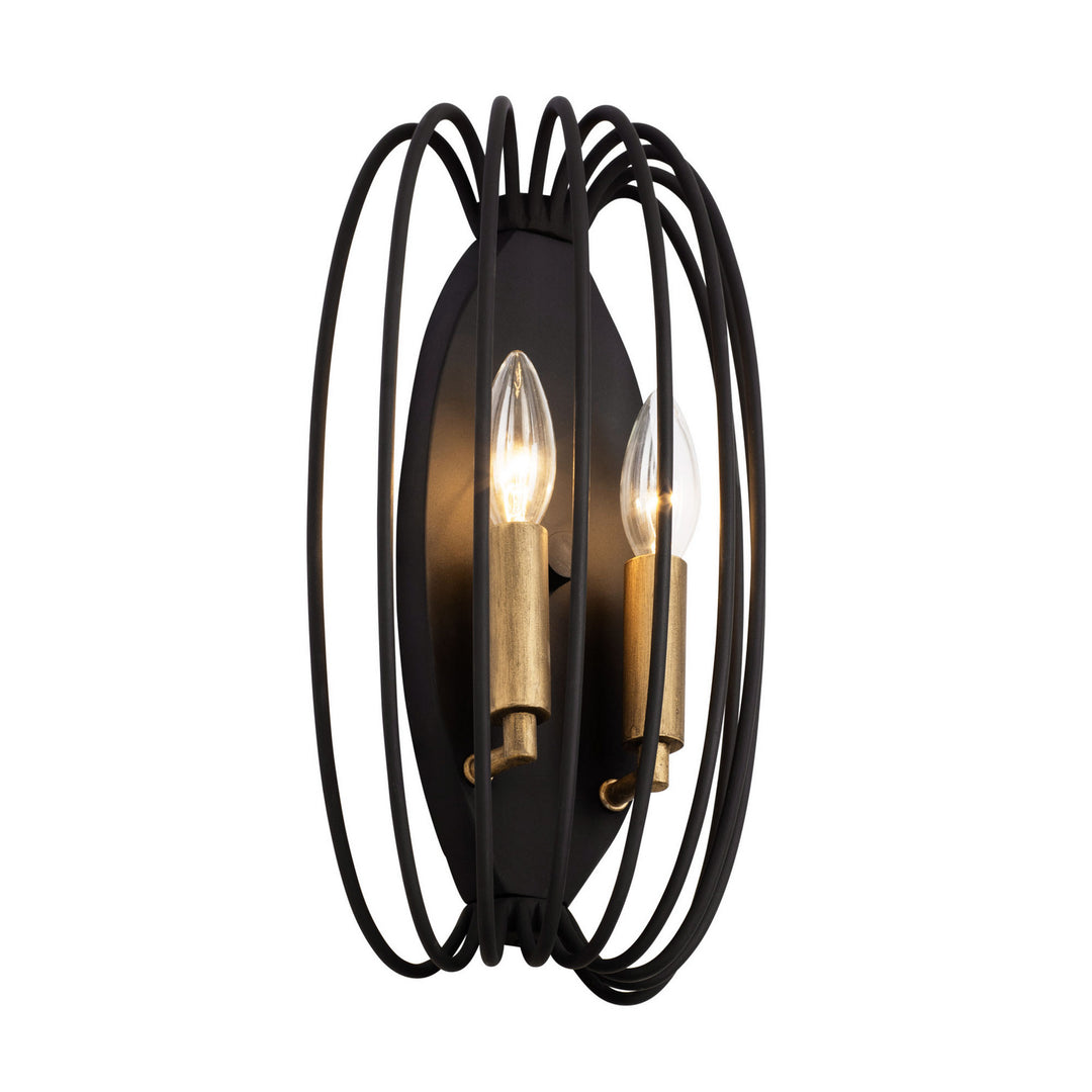 Varaluz Nico 375W02CBHG Wall Sconce Light - Carbon/Havana Gold