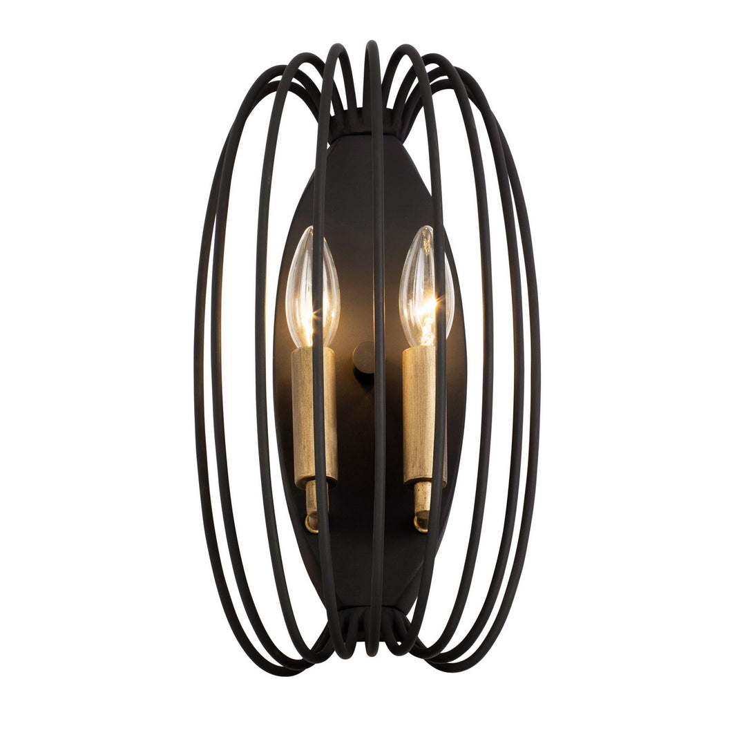 Varaluz Nico 375W02CBHG Wall Sconce Light - Carbon/Havana Gold