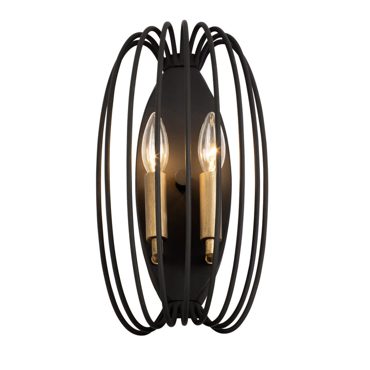 Varaluz Nico 375W02CBHG Wall Sconce Light - Carbon/Havana Gold