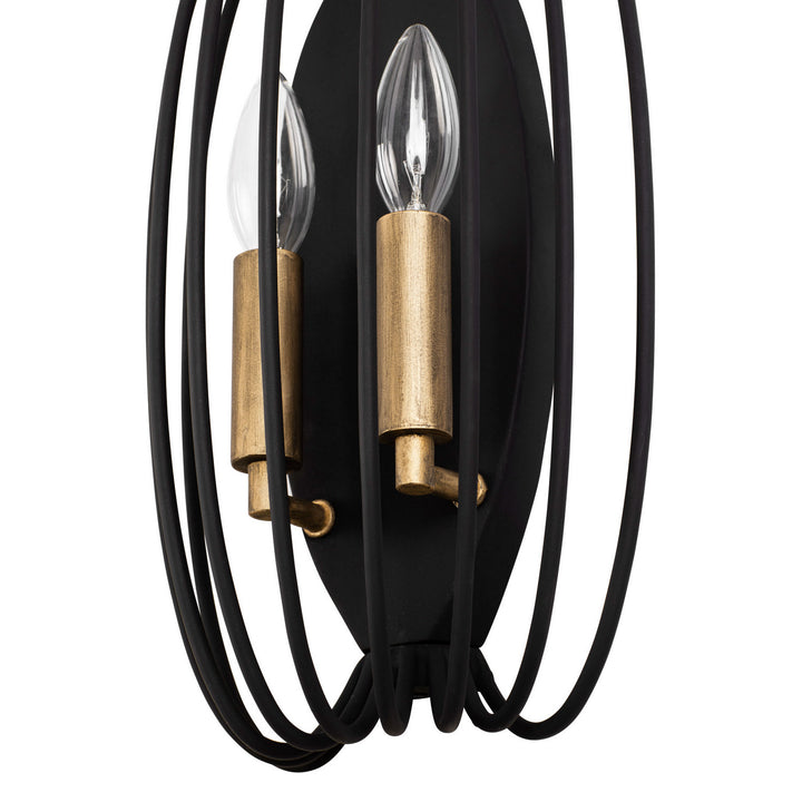Varaluz Nico 375W02CBHG Wall Sconce Light - Carbon/Havana Gold