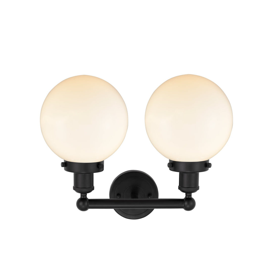 Innovations Edison 616-2W-BK-G201-8 Bath Vanity Light 16 in. wide - Matte Black