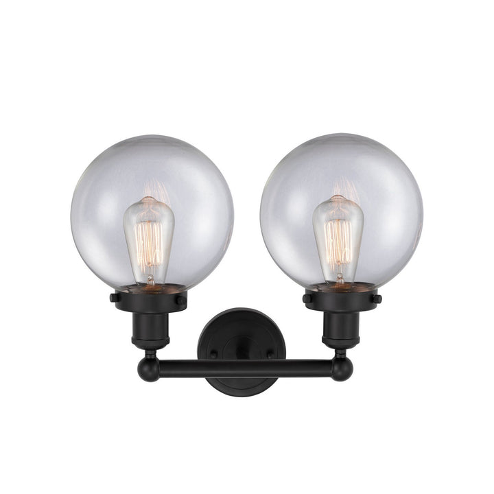 Innovations Edison 616-2W-BK-G202-8 Bath Vanity Light 16 in. wide - Matte Black