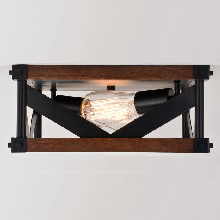 Vaxcel Wade C0260 Ceiling Light - Matte Black and Sycamore