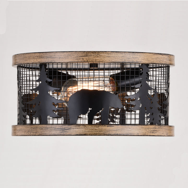 Vaxcel Kodiak C0262 Ceiling Light - Black and Burnished Teak